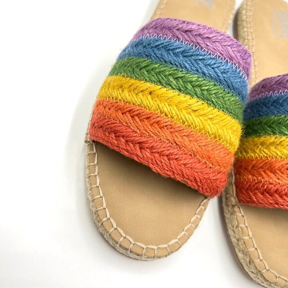 Faryl By Farylrobin Size 9.5 Rainbow Espadrille Flats Slides Sandals‎ Shoes - Picture 4 of 14